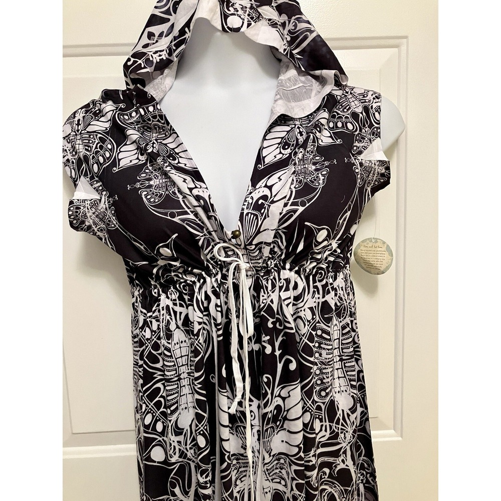 Live And Let Live NWT White Brown Floral Beach Shirt Coverup Large Boho Women’s - Picture 3 of 7